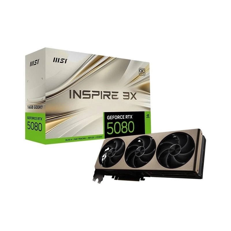 MSI RTX 5080 16G INSPIRE 3X OC (16GB GDDR7 STORMFORCE FAN SFF-Ready Enthusiast GeForce Card)(DI-N5080I1)