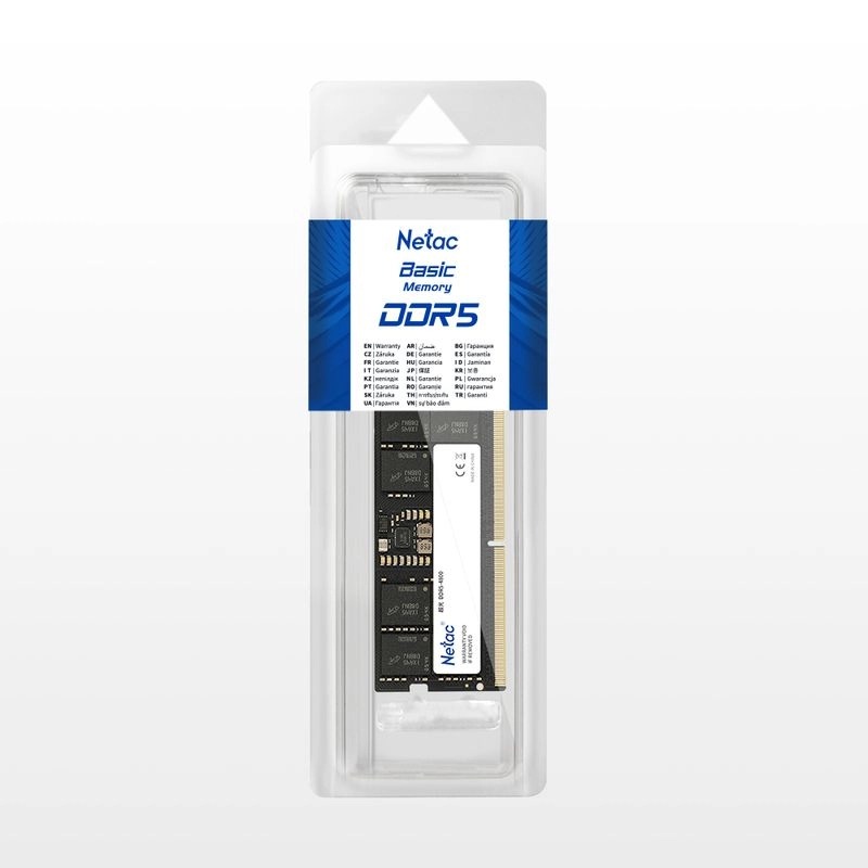 Netac BASIC DDR5 SO-DIMM DDR5-4800 16GB C40 SO-DIMM 260 DDR5 * 1.1V/ NTBSD5N48SP-16