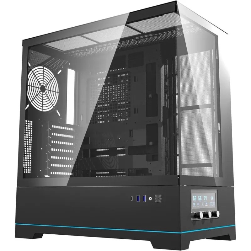 DARKFLASH DY451B PRO ATX MATX ITX 遊戲塔式 ATX 機箱，無風扇，黑色 (V246)