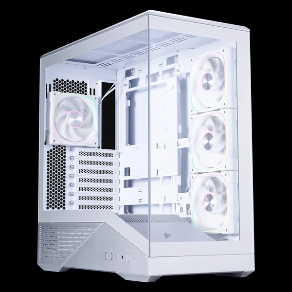 1stPlayer GM7 雙曲面幾何切角玻璃電競機箱,連aRGB Fan*4 (支援BTF背插主板/RTX 4090-5090/頂置360水冷/Type-C) - 銀色