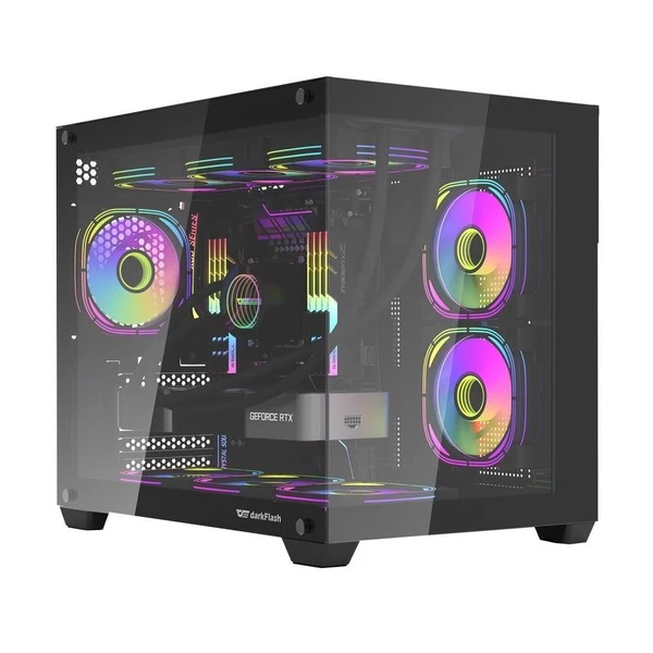 Darkflash C285MP M-ATX PC Case [Black] Dual-side glass panel *