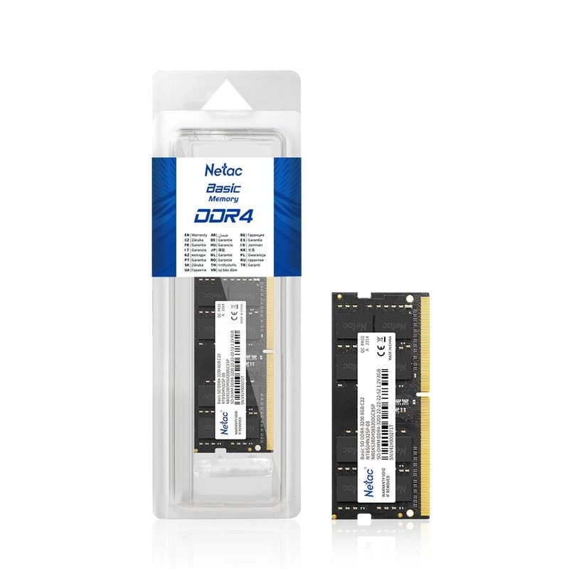 Netac BASIC DDR4 Basic SO DDR4-3200 8G C22 SO-DIMM 260 DDR4 * 1.2V/ /JEDEC NTBSD4N32SP-08