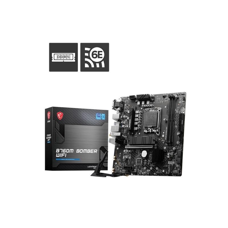 MSI B760M BOMBER WIFI (LGA1700 MATX Wi-Fi 6E)(MB-MB76MBW)